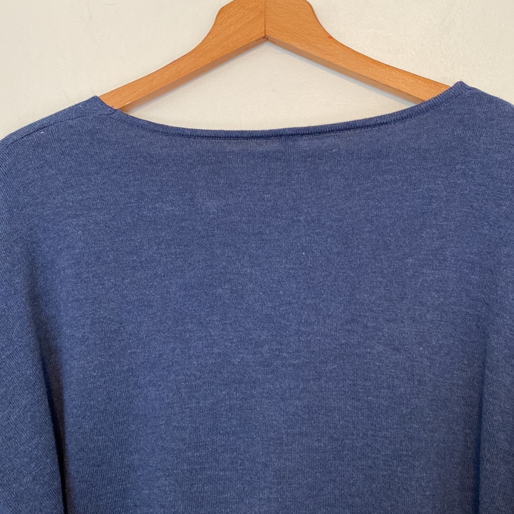 Grecerelle Blue Heather Knit Long Sleeved V-Neck Sweater 2XL - Picture 6 of 10